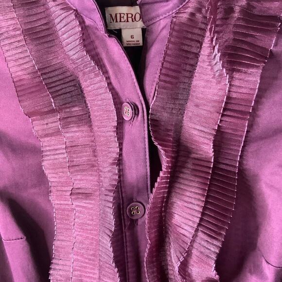 Vintage Merona Ruffled Midi Dress Women's Size 6 Cap Sleeves Button Down Belted - Picture 6 of 10